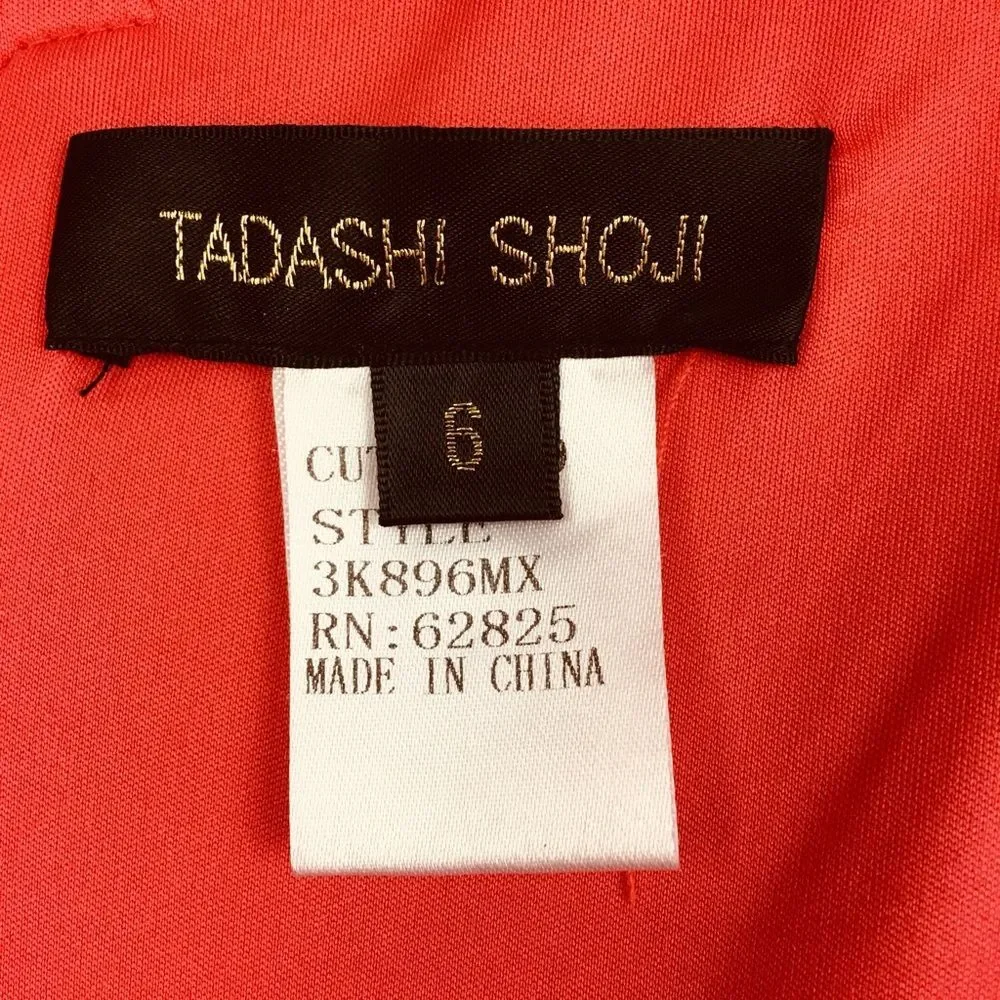 Tadashi Shoji Paillette Lace Double V-Neckline Cocktail Dress Coral / Coral Sz 6